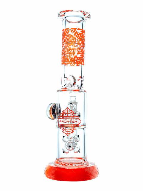 Arcatek Orange Geometric Glass Water Pipe - Image 2