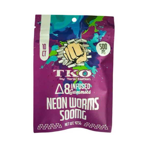 TKO Delta 8 Infused Gummies Neon Worms 500 Mg