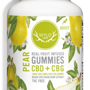 WYLD CBD Broad Spectrum CBD + CBG Gummies: Pear 600 mg
