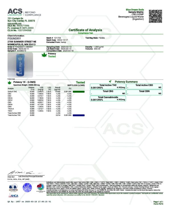 Foundry Nation | Hemp Soda 5mg THC - Blue Dream - Image 2