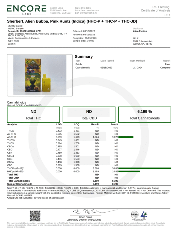 Alien Exotics | 4G Live Resin Blend Disposables - Alien Bubba Indica - Image 2