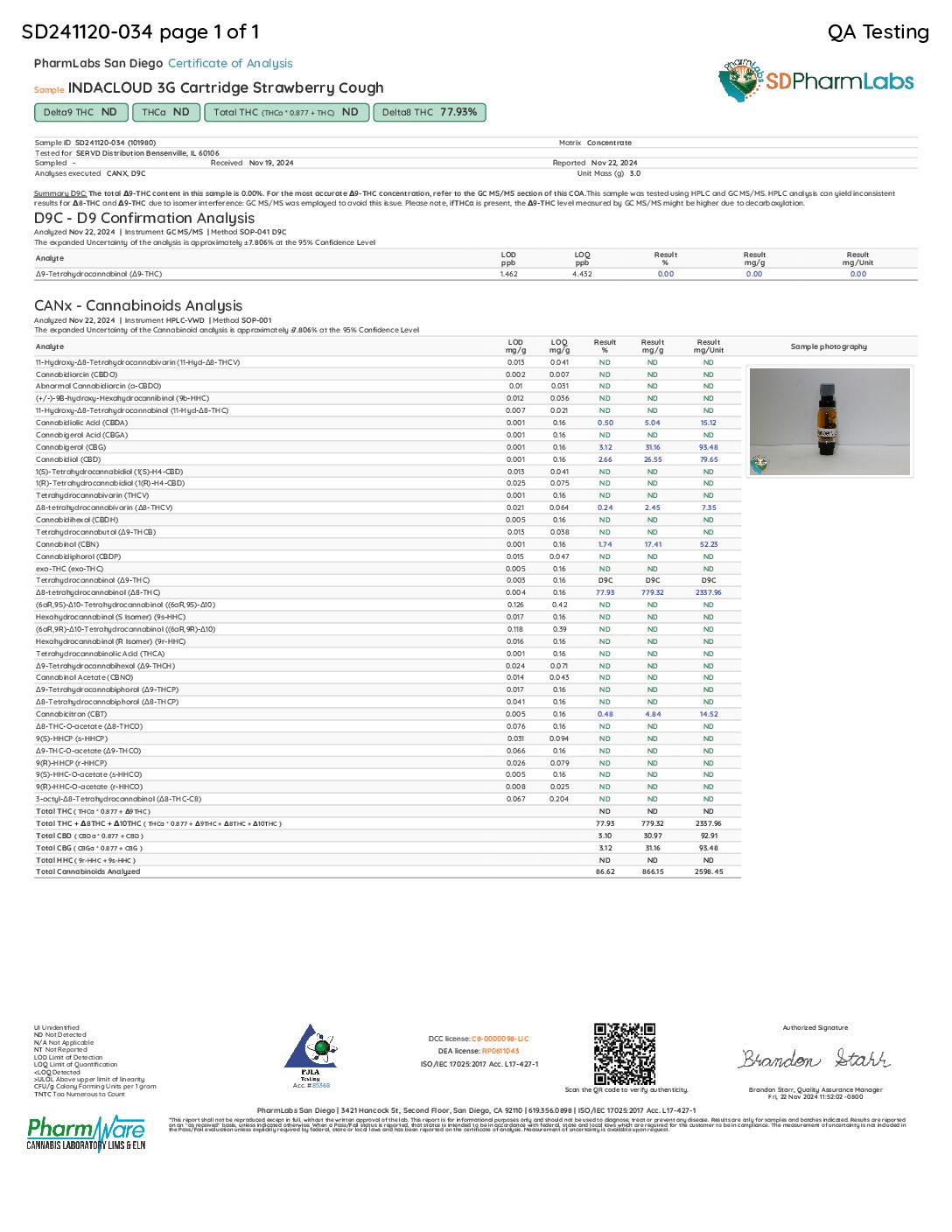 INDACLOUD D8 3 G CARTRIDGE - STRAWBERY COUGH - Image 2
