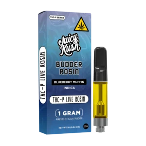 JUICY KUSH BUDDER ROSIN THC- LIVE ROSIN 1 GT CART: BLUEBERRY MUFFIN