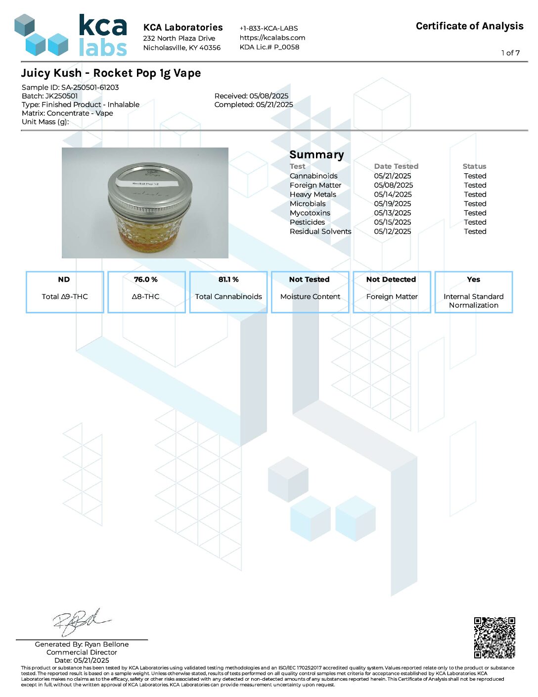 JUICY KUSH BUDDER ROSIN THC-P LIVE ROSIN 1 G : ROCKET POP - Image 2