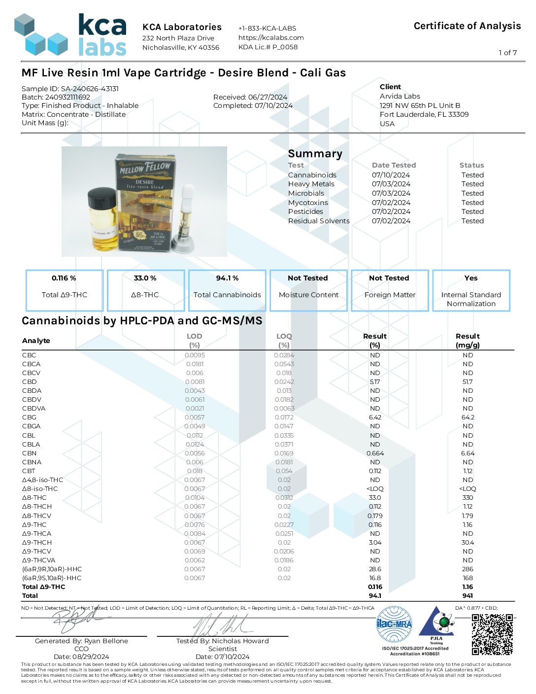 MELLOW FELLOW DESIRE LIVE RESIN BLEND: THCH + D11 + HHC + D8 + CBD + CBG - CALI GAS - Image 2