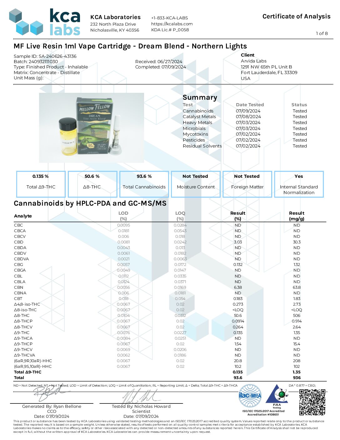 MELLOW FELLOW DREAM LIVE RESIN BLEND: D8 + CBN + THCP+ HHC + CBD - NORTHERN LIGHTS - Image 2