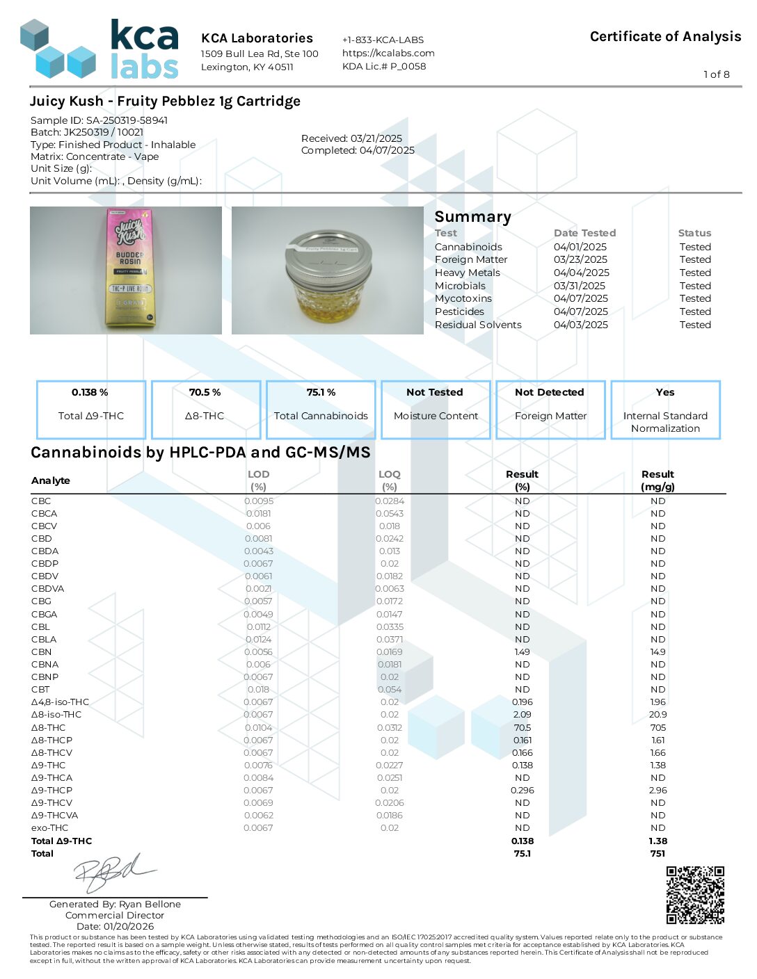 JUICY KUSH BUDDER ROSIN THC-P LIVE ROSIN 1 G CART: FRUITY PEBBLEZ - Image 2