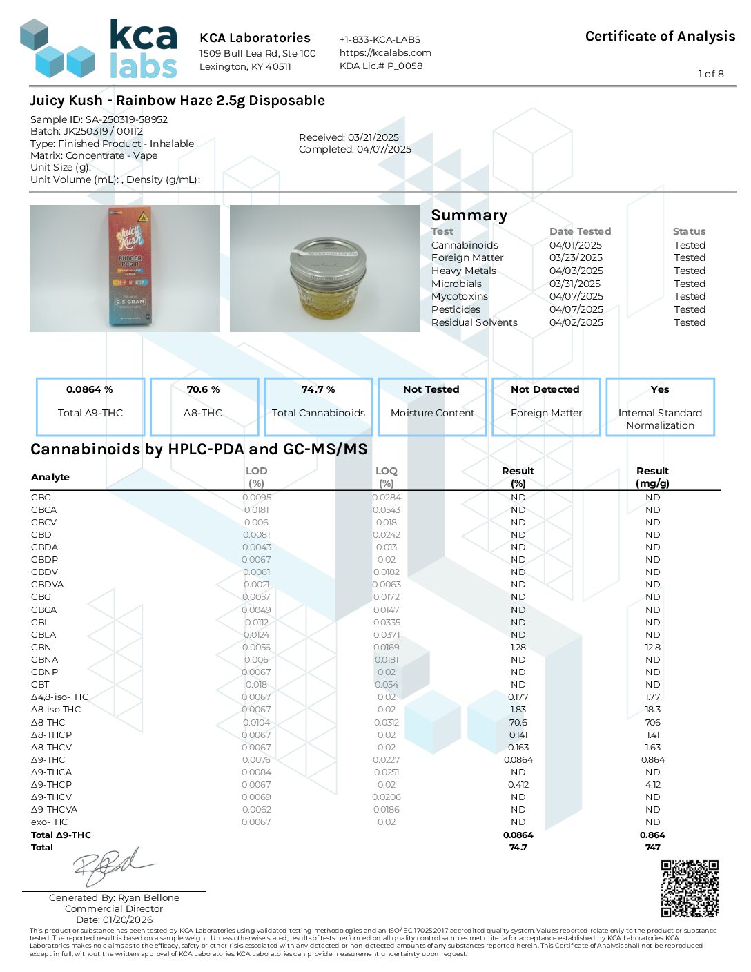 JUICY KUSH BUDDER ROSIN THC-P LIVE RESIN 2.5G: RAINBOW HAZE - Image 2