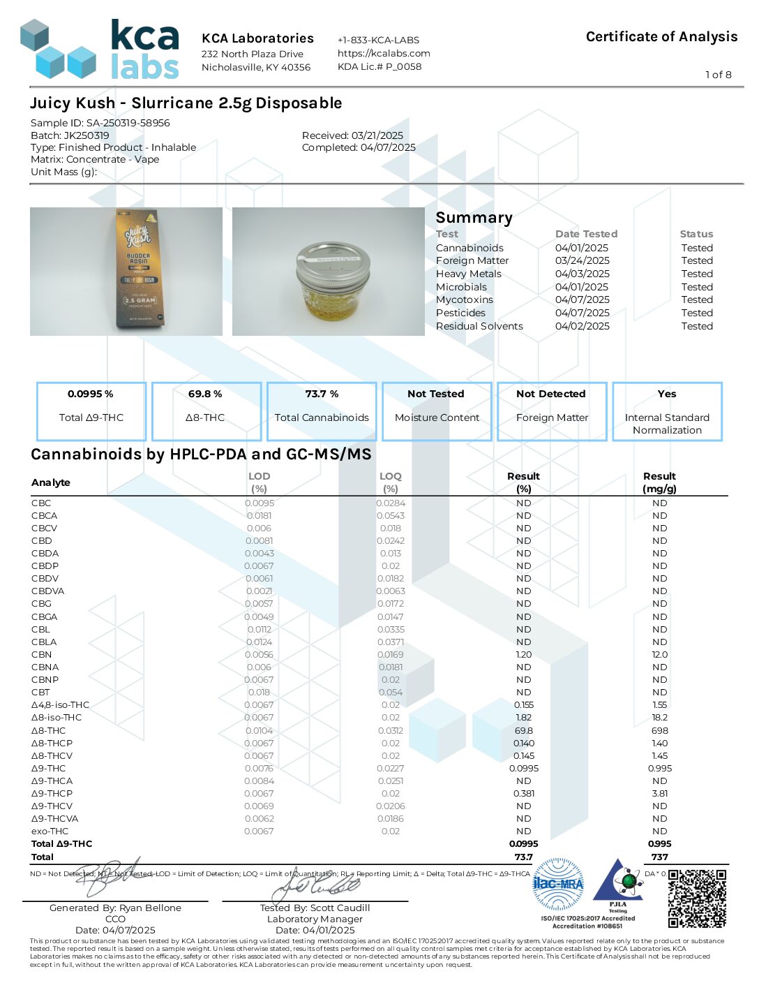 JUICY KUSH BUDDER ROSIN THC-P LIVE RESIN 2.5G : SLURRICANE - Image 2