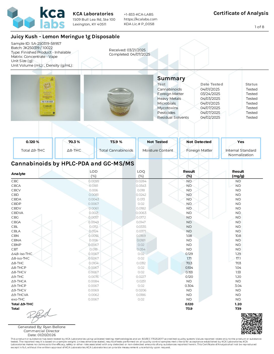 JUICY KUSH BUDDER ROSIN THC-P LIVE RESIN 1 G: LEMON MERINGUE - Image 2