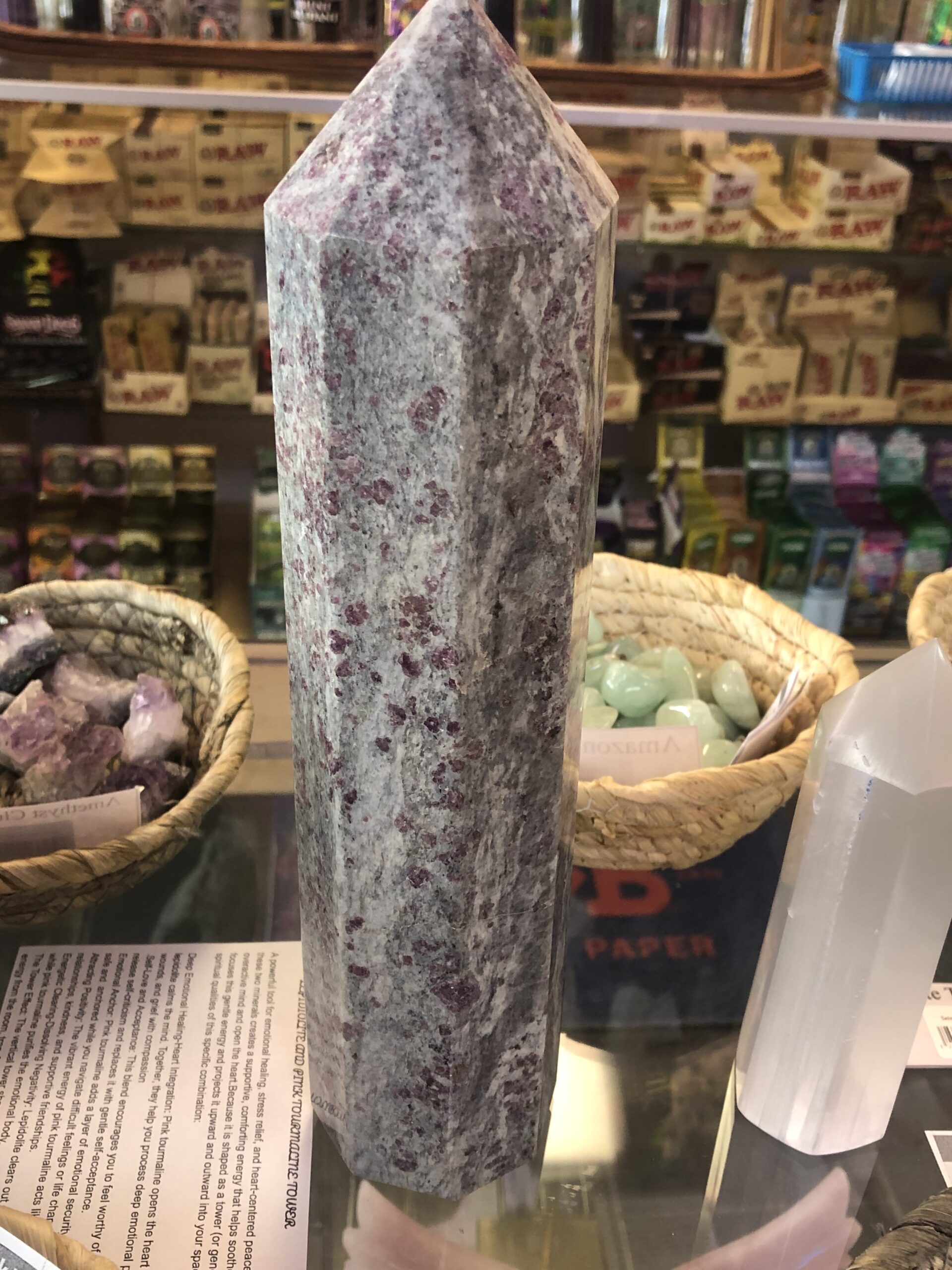 Lepidolite and Pink Tourmaline Obelisk