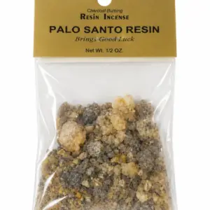 Palo Santo resin incense in a half-ounce package on a white background