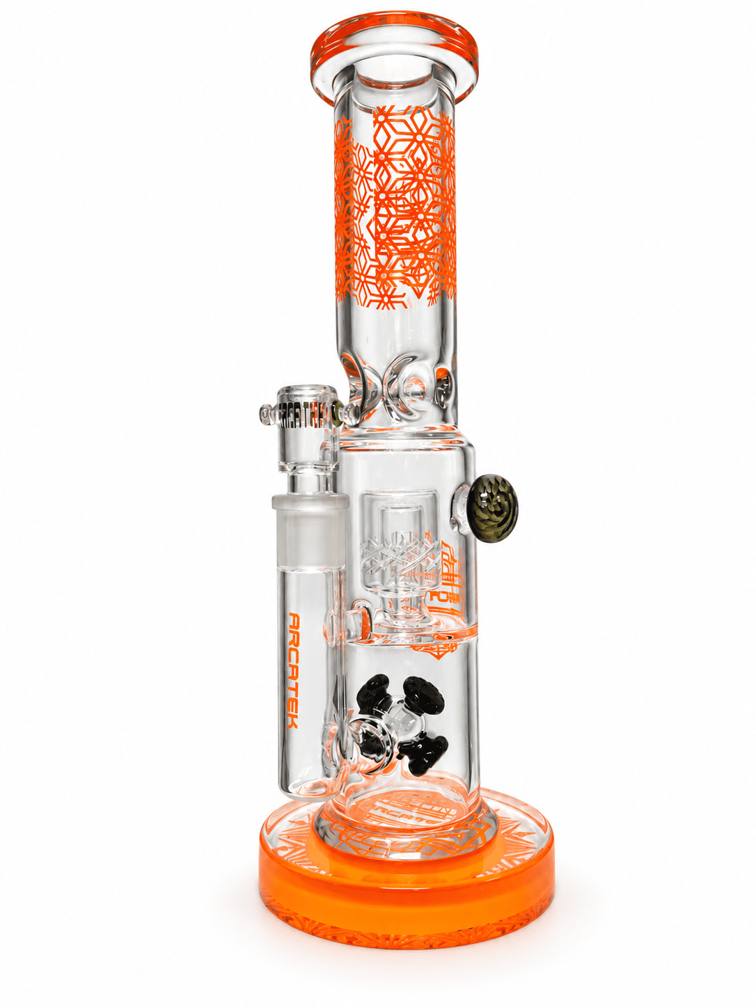 Arcatek orange geometric glass water pipe