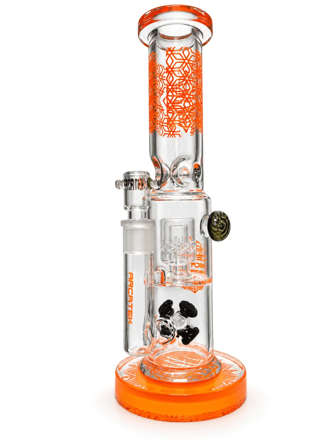 Arcatek orange geometric glass water pipe