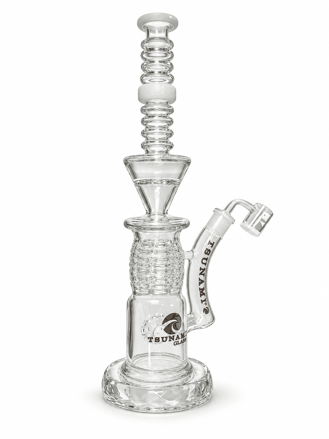 Tsunami sculpted clear glass rig