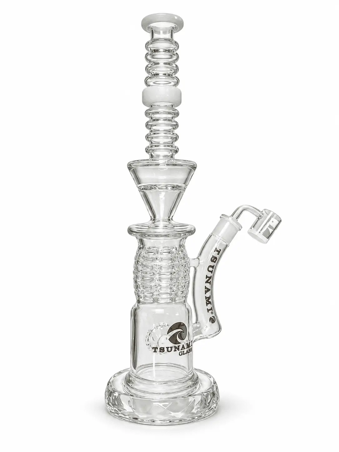 Tsunami sculpted clear glass rig