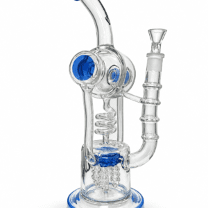 Blue accent bent-neck glass water pipe