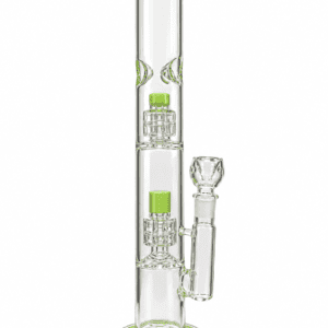 Lime green dual percolator glass water pipe