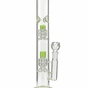 Lime green dual percolator glass water pipe