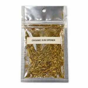 Organic Sun Opener in a resealable pouch on a white background