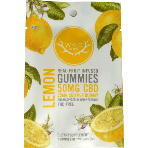 wyld real fruit infused gummies 50mg cbd lemon 2gummies b